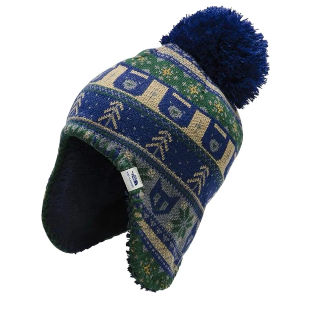 The North Face Baby Boy Blue Faroe Beanie Ear Flaps 0-6 Months XXS